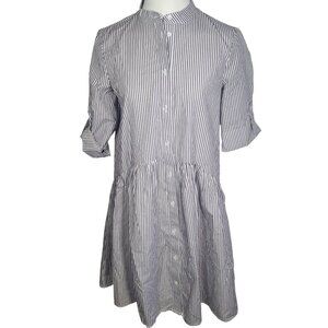 Madewell Striped Classic Lightweight Button-Front Tiered Shirt Dress Size XXS